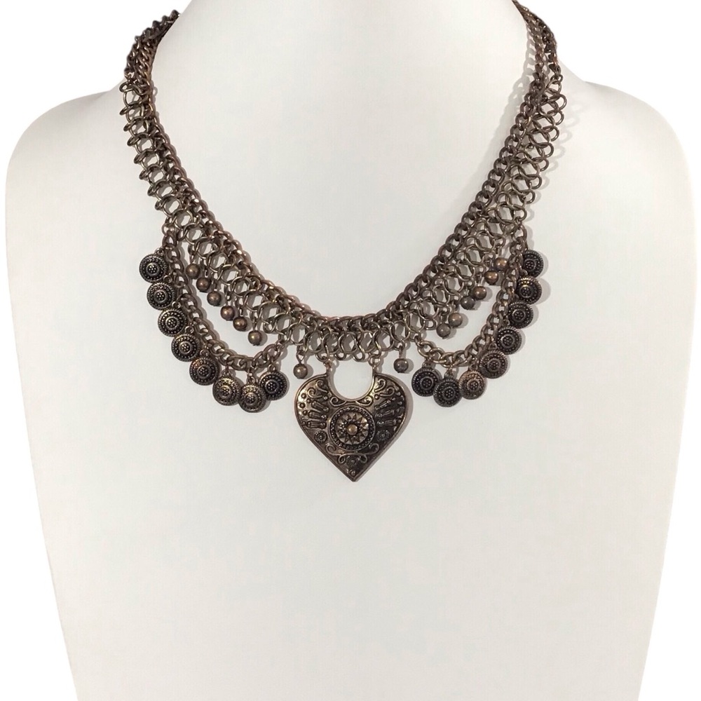 Bronze Heart Pendant Necklace Fashion Jewelry